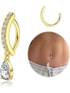 Belly Button Rings for Women, Navel Piercing Jewelry, 316L Stainless Steel Clicker Belly Rings, Cz Snake Flower Design, Punk Style, All Seasons