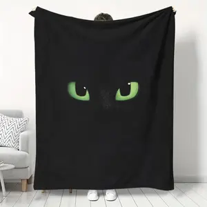 1pc Unique Design Dragon Trainer Toothless Pattern Flannel Blanket, Super Soft Plush Throw for Sofa Bedroom, Gift Blanket Multiple Sizes Available