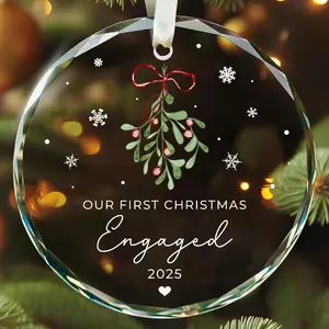 Engagement Gifts for Couples - Engagement Gifts for Women, Her, Bride to Be, Couple - Just Engaged Gift for Her, Friends - Engaged Ornament 2025 - Newly Fiance Gift for Her - Glass Ornament