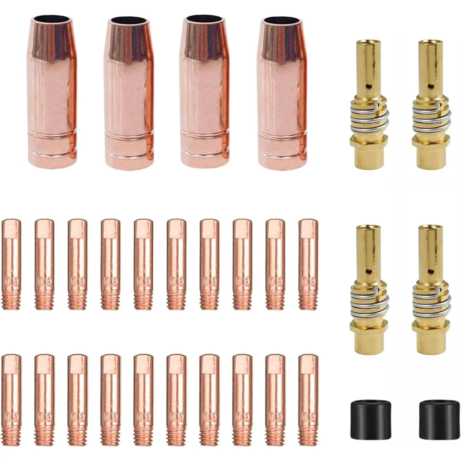 30-Pack MB15 15AK Copper MIG Welding Gun Accessory Kit - 0.030"/0.8mm Contact Tips, Gas Nozzle, Contact Tip Holder for Co2 MIG Welding Torches, 30-Pack Kit, Copper Tips
