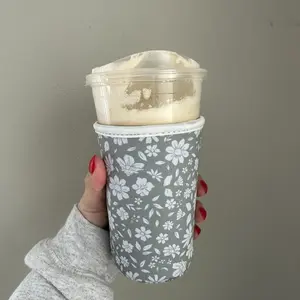 Sage Floral Drink Sleeve Drinkware Coffee Beverage