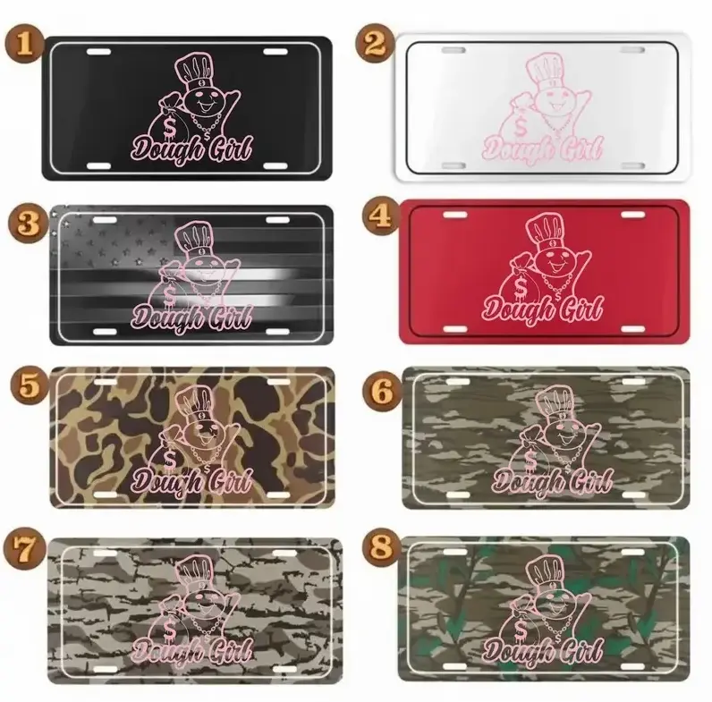 [Funny Pink Bakery Style] Funny Pink Bakery Aluminum License Plate, Cute Girly Decorative Vanity Car Tag, Trendy Feminine Auto Accessory, Front Vehicle Decor, Gift for Women