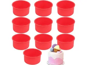 Set of 10 Silicone 4-Inch Mini Cake Pans – Round Nonstick Molds for Muffins, Layers & Party Cakes Baked Desserts