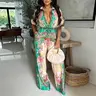 CHICME Women's Vintage Floral Print Turn-down Collar Roll Up Sleeve Button Front Overalls Casual Drawstring Stretchy Waist Wide Leg Vacation Jumpsuit/fashion new arrival