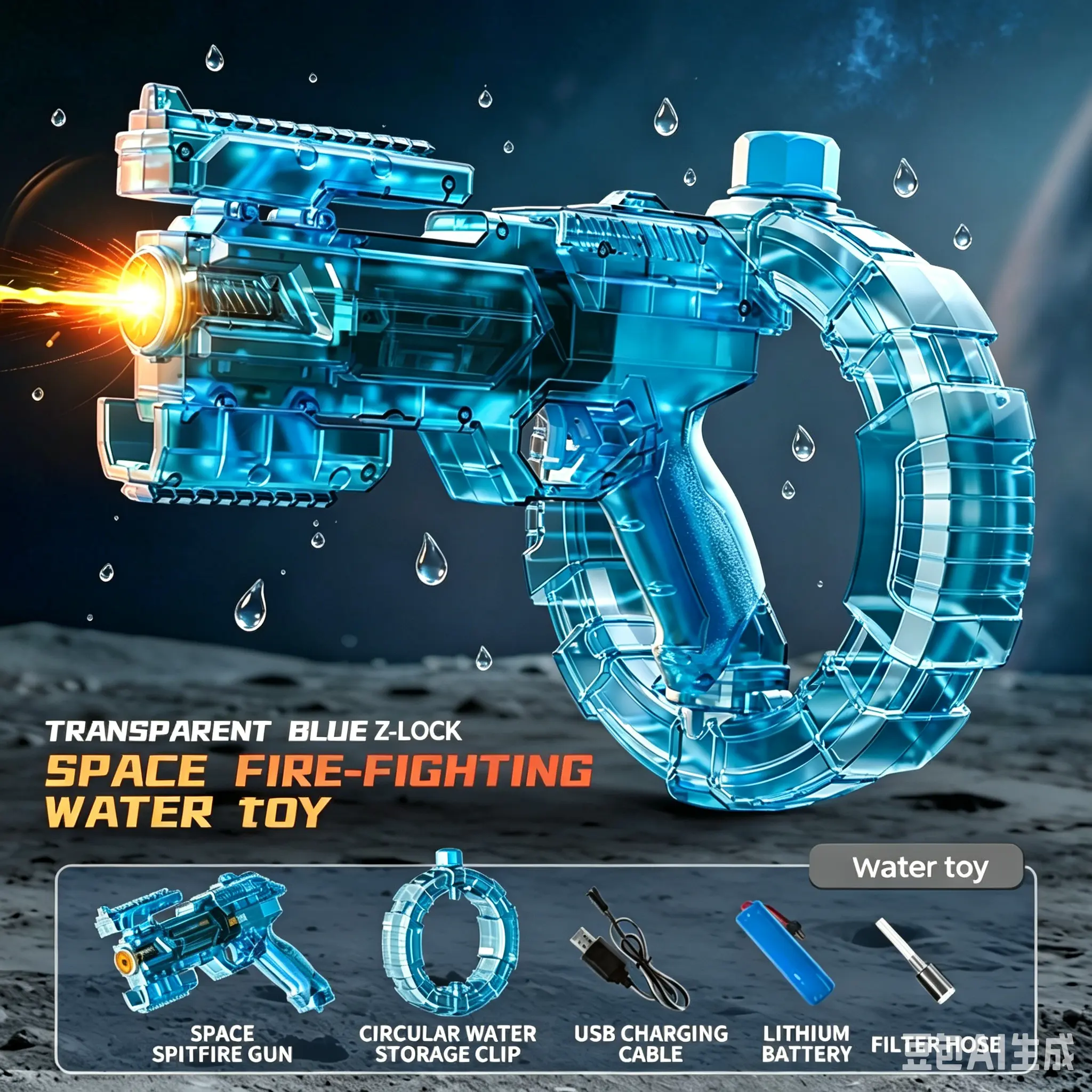 Battery-Powered Electric Water Blaster Toy for Kids (Ages 3+), Teens Gift - Automatic Water Blasts, Glowing Muzzle, 320cc Large Capacity, 32 FT Range, Easy to Refill, Sturdy & Durable Beach/Backyard Toy, Water Blasters