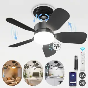 20.5" 2-in-1 Screw-In Ceiling Fan Light with Adjustable Angle Pole | Dimmable 3000K-6000K LED, Quiet Remote Fan for Living Room & Garage