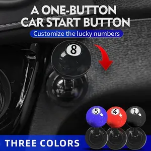 Upgrade Your Ride Metal Anti-Theft Push Start Button Cover for Cars Sleek Ball-Bar Design Protects Ignition Switch Sticker Decals Truck Vehicle Black Red Blue