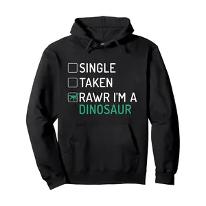 Funny Dinosaur Relationship Hoodie |   "Rawr I’m A Dino" Meme, Black Streetwear, TikTok Viral Trend, Autumn/Winter Pullover