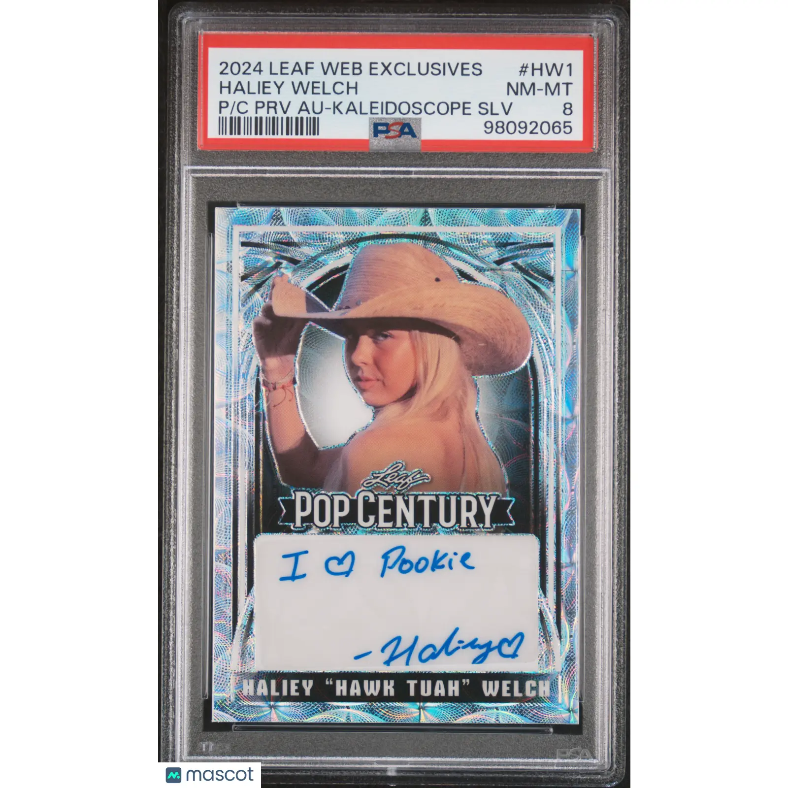 2024 Leaf Web Exclusives Haliey Welch P PRV Au Kaleido Silver #HW1 PSA 8