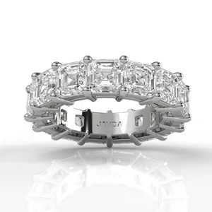 Shared Prong Women's Eternity Asscher Lab Diamond Wedding Band 5 mm 10.5ctw.