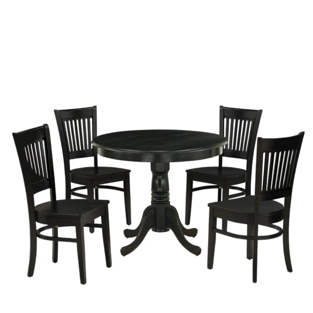 Black 5 Pc Breakfast Nook Table Set, Kitchen Table and Chairs for 4