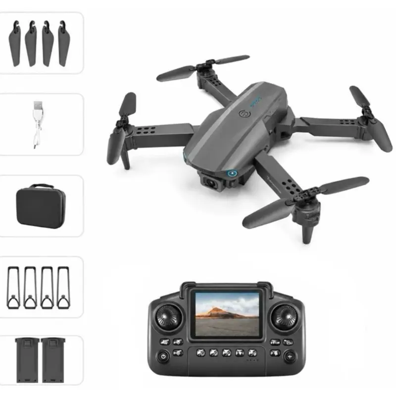 E99 Drone - 2.4GHz Remote Ctrl, Foldable Design, 2 Rechargeable Batteries, Up to 15 Minutes Flight Time per Battery