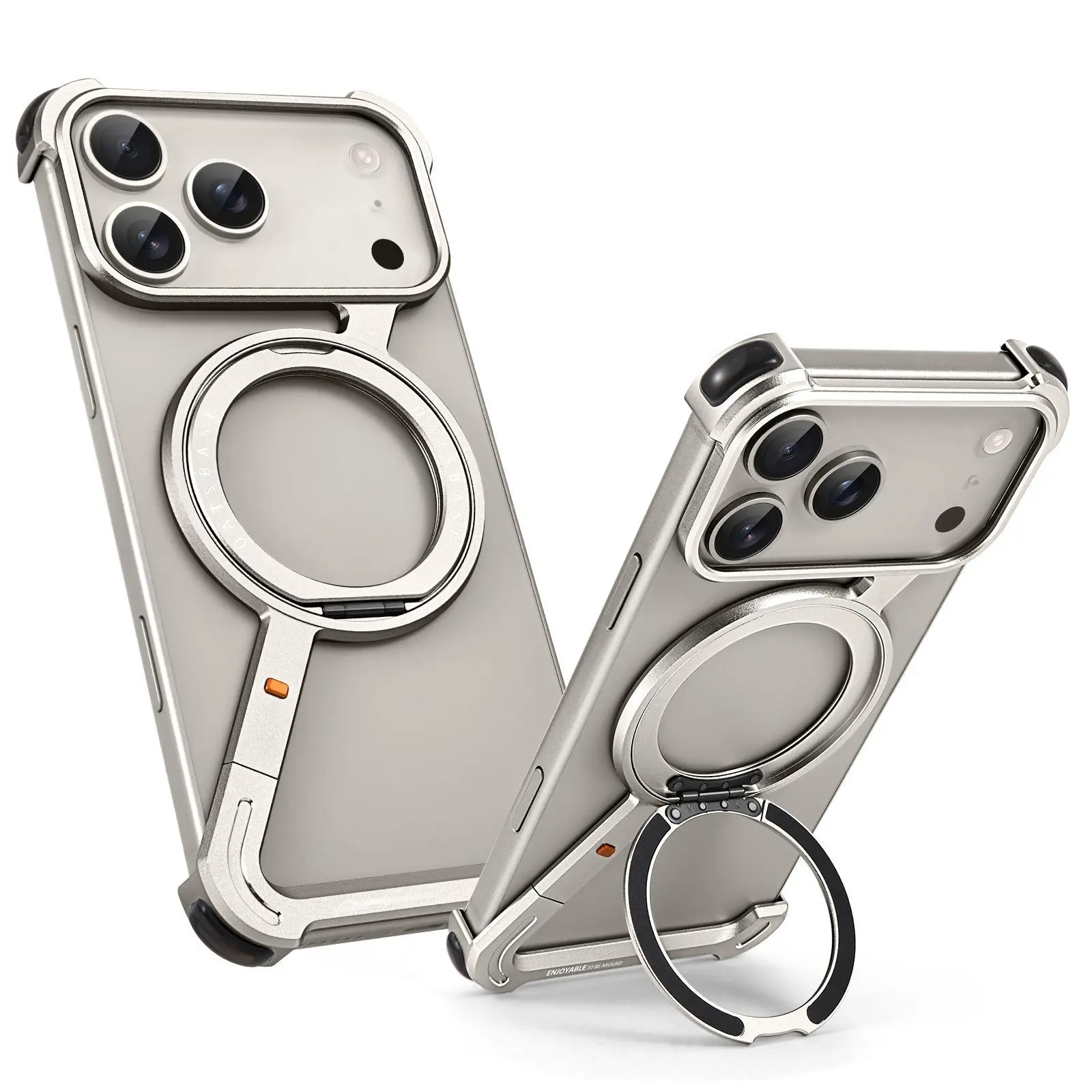 2026 Frameless Metal Casing for iPhone 17 Pro/Pro Max/17 Air, 360° Rotatable MagSafe Stand, Shockproof Protective Cover for Smartphone, Handheld, Cellphone Devices, Protection