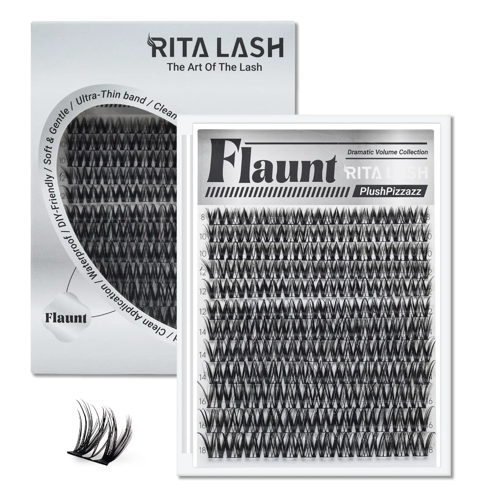 Flaunt |  RITALASH 144pcs Clusters Upgrade 2.0 Lashes with Ultra-Dense, Waterproof, Long-Lasting Eyelashes | Flora | Natural Daily, Volume Style, Manga Style | Beginner-Friendly DIY Lashes for a Flawless | Popular & Must-Have Clusters