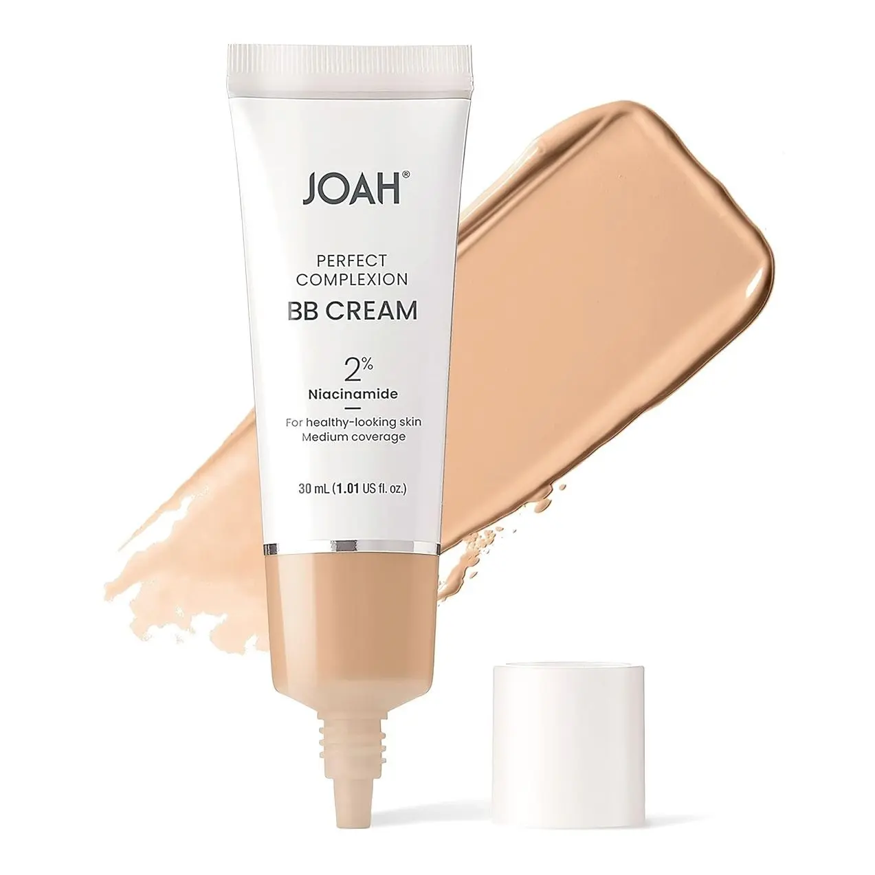 JOAH Perfect Complexion BB Cream with Hyaluronic Acid and Niaciminade, Korean Makeup with Medium Buildable Coverage, Evens Skin Tone, Lightweight, Semi Matte Finish, Tan with Neutral Undertones (Light with Cool Undertones)