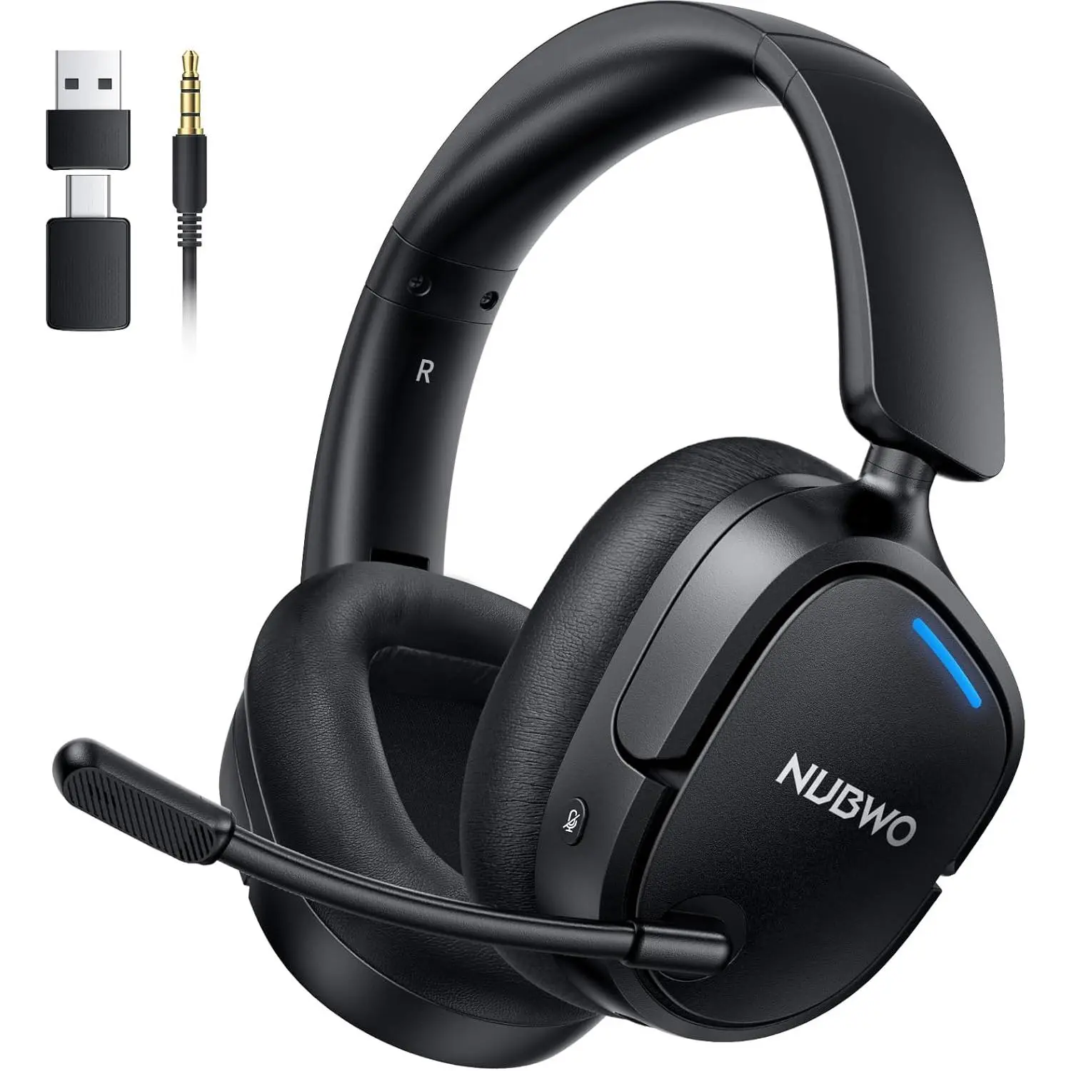 Wireless Gaming Headset with 7.1 Surround Sound for PS5 PS4 PC Bluetooth 5.4 2.4GHz Low Latency 80 Hour Battery Noise Cancelling Microphone