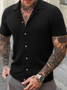 Men's Hollow Out Knitted Short Sleeve Cardigan, Breathable Outerwear, Loose-Fitting Street Style, Zara Men's Clothing, Knitwear Tops Stylish Streetwear