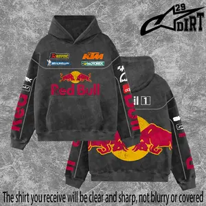 Dirt 29 - KTM x Red Buffalo Motor GP Racing Washed Hoodie Vintage Motocross Streetwear Hoodie Dirt Bike Graphic Pullover Y2K Racing Hoodie Oversized Acid Wash Hoodie MX Rider Apparel Unisex Motorcycle Racing Sweatshirt Retro Moto Cross Hoodie