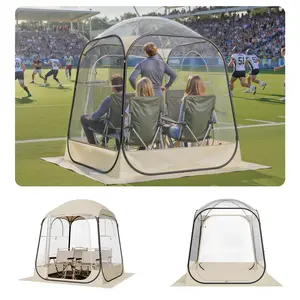 Pop Up Tent 63x63 Inches Outdoor Clear Bubble Shelter for Sports Events Portable Instant Setup Weatherproof Pod with UV Protection Transparent Canopy for Camping Beach Garden Backyard Patio