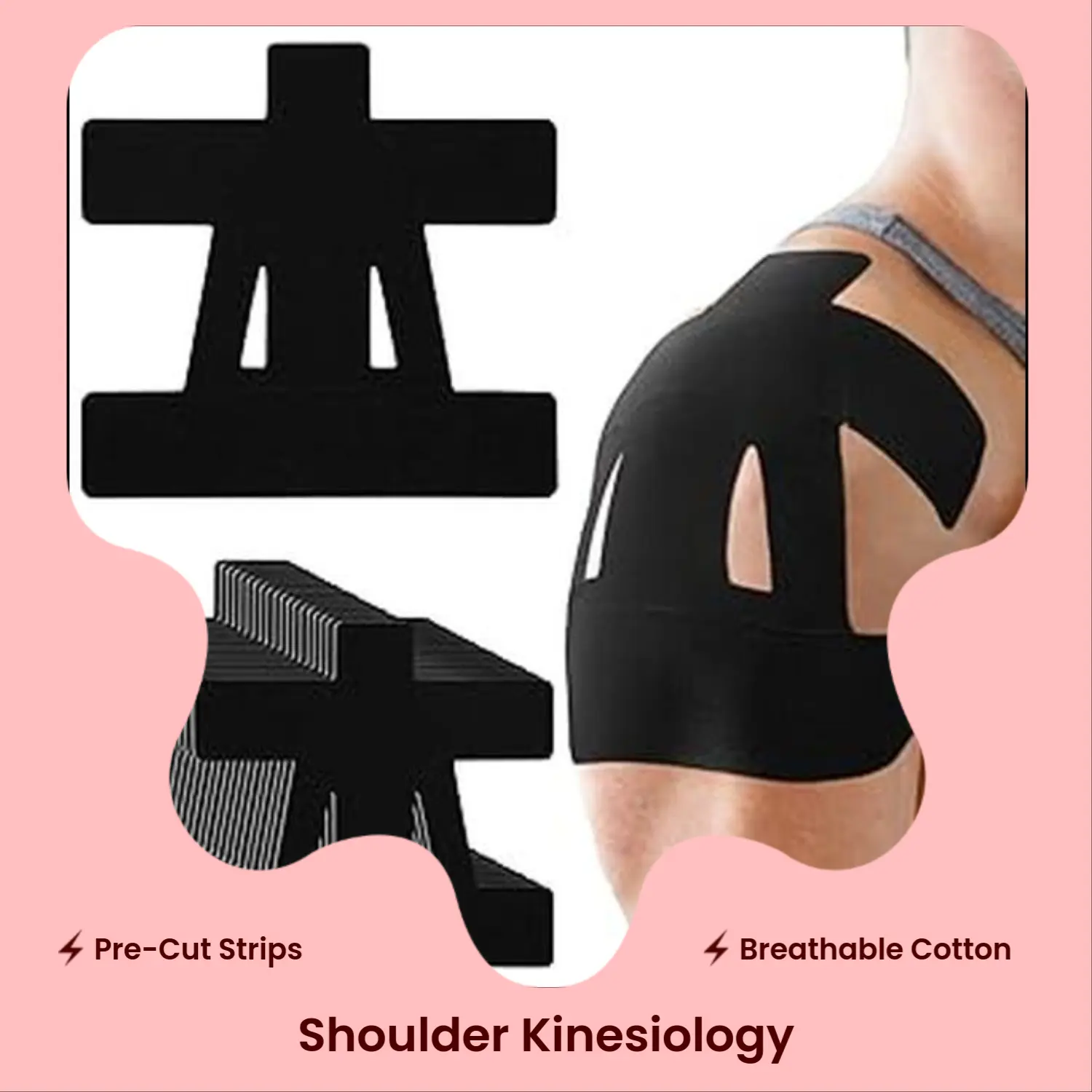 Precut Shoulder Kinesiology Strapping Tape for Men & Women - Waterproof, Breathable Athletic Support & Pain Relief for Basketball, Gym, Camping | Father's Day Gifts,camping essentials