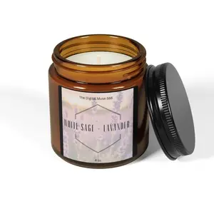 888 White Sage + Lavender Candle + Candle for Home Decor and Ornaments Fragrance Glass