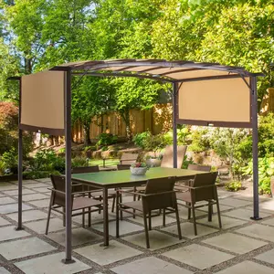 AECOJOY Pergola 9' x 12' Outdoor Pergola, Retractable Awning Pergola Shade Patio Cover Canopy with Stand for Shade and Rain
