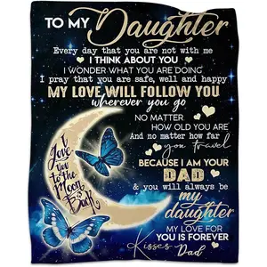 Daughter Gifts from Dad, to My Daughter Blanket from Dad, Father to Daughters Birthday Graduation Wedding Gifts Soft Flannel Throw Blanket 50"x60"