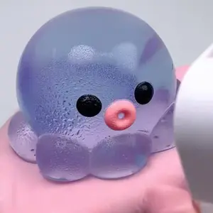 Aesthetic Jelly Octopus Squishy  Kawaii Crystal Maltose Fidget Toy | Super Solid Slow Rebound Stress Cube | Viral Trendy Desk Decor & Anxiety Relief Gift