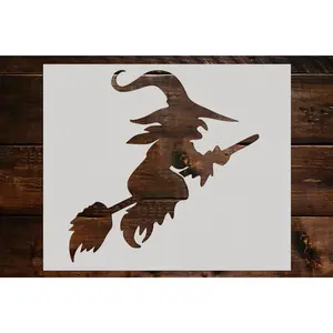 Witch on a Broom Stencil - Art and Wall Stencil