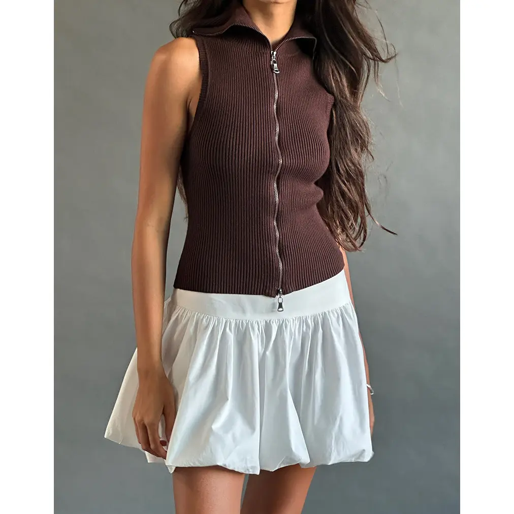 Kiyowo Puffball Mini Skirt in Poplin Ivory