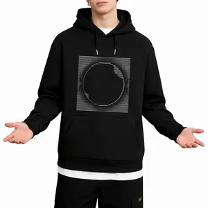 Long Sleeve Hoodie with Geometric Minimalist Eclipse Line Art Design
