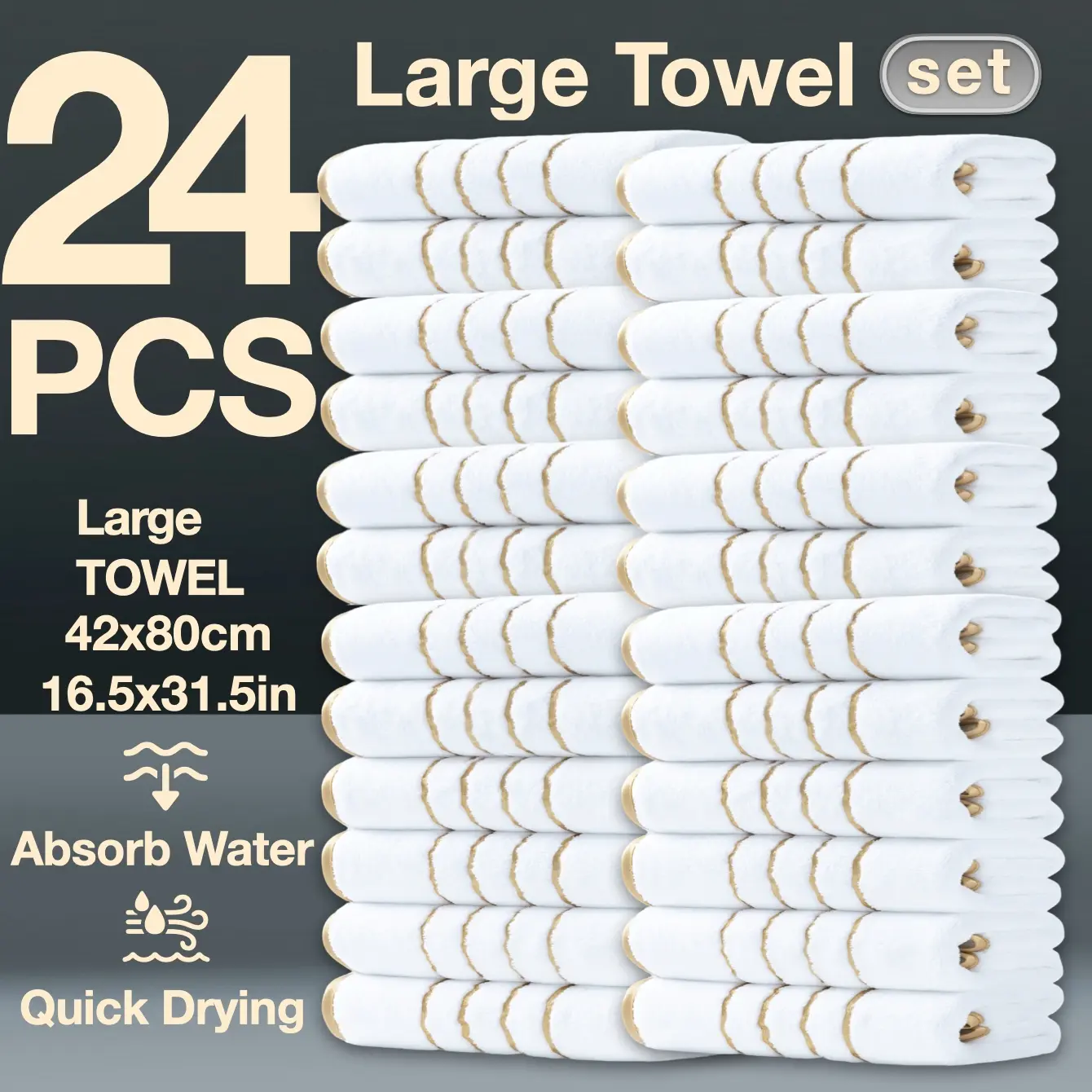 24/12/6 Piece Decorative Towel Set, Thick Winter Bath Towels, Modern Simple Bathroom Accessories, Strong Absorbent Quick Dry, Striped Pattern Towel