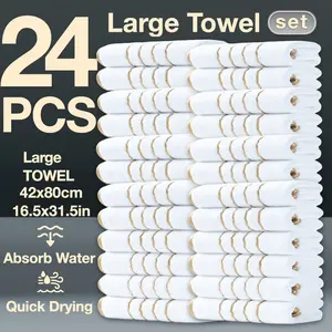 24/12/6 Piece Decorative Towel Set, Thick Winter Bath Towels, Modern Simple Bathroom Accessories, Strong Absorbent Quick Dry, Striped Pattern Towel