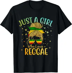 100% Cotton Unisex Just A Girl Who Loves Reggae Music Rastafari Rasta Women T-Shirt