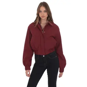 Collared Bomber Jacket in Burgundy Collared Bomber Jacket in Burgundy