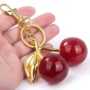 Cute Cherry Design Keychain, His and Hers Gifts Fashionable Metal Keychain for Women & Men,Trendy All-match Keychain for Birthday Gift,Charms, Girlfriend Gifts