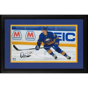 Dylan Cozens Buffalo Sabres Framed Autographed 10" x 18" Blue Jersey Skating Photograph - Limited Edition of 24 - Fanatics Authentic Certified