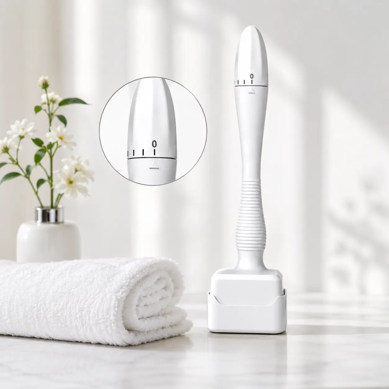 140 Pin Adjustable Derma Stamp, Manual Microneedling Tool for At-Home Facial & Scalp Care