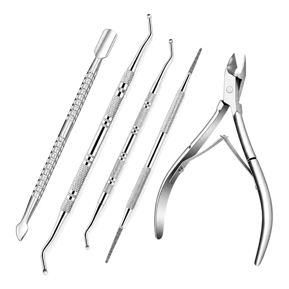 5PCS Professional Stainless Steel Ingrown Toenail Removal Kit, Multi Function Pedicure Tools for Trimming, Cleaning and Filing Toenails