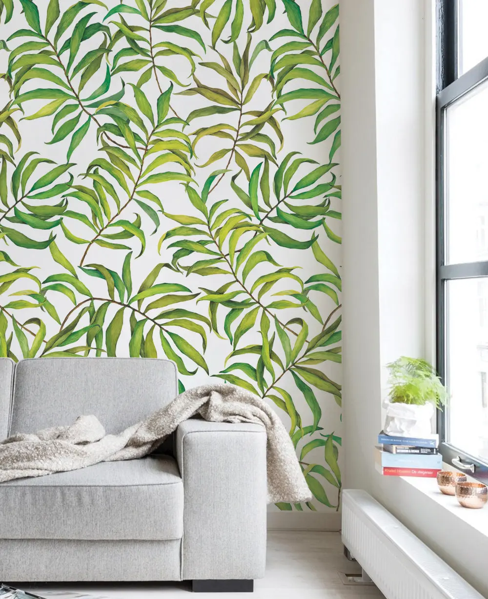 Large Tropical Leaves Peel and Stick Wallpaper, Stick on Renter Friendly Accent Wall Wallpaper with Beautiful Patterns, Adhesive Wallpaper
