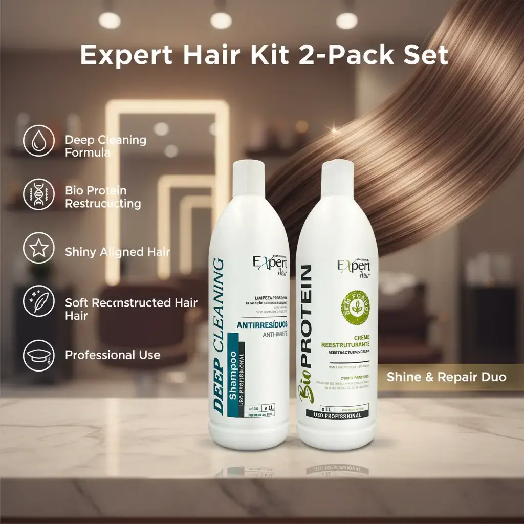 Expert Hair Kit 2X1L/2X33.8 fl.oz – Deep Cleaning Shampoo & Bio Protein Bond Repair Restructuring Cream | Keratin Prep Clarifying Shampoo, Anti-Frizz Moisturizing Treatment for Damaged Normal Hair