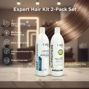 Expert Hair 2X1L/2X33.8 fl.oz Haircare Kit - Cleansing Deep Cleaning Foam Shampoo & Bio Protein Restructuring Cream for Normal Hair, Youthful, Shiny, Aligned, Soft Tresses, Youth
