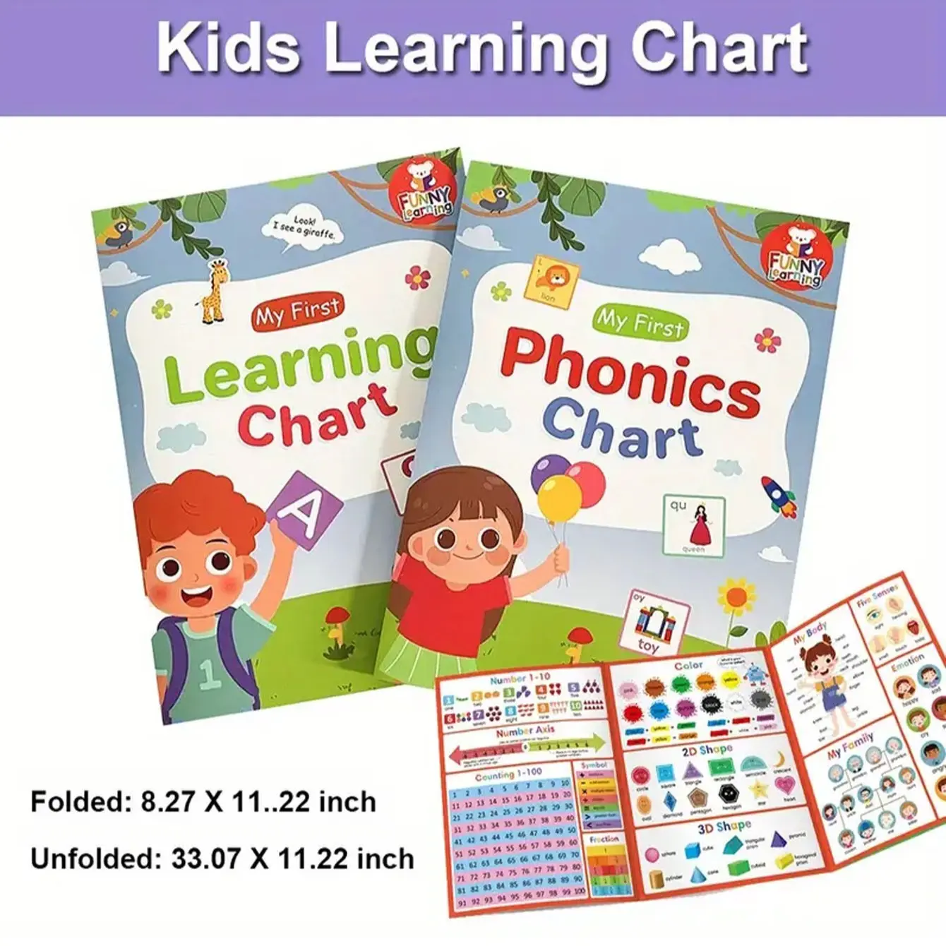 Children Interactive Learning Chart, Lachilly My First Study Chart, Alphabet Learning Chart, Preschool Learning Tool, Multifunctional Design, Suitable for Education & Development