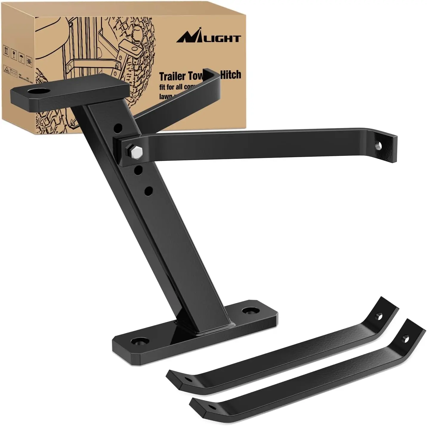 Nilight Pro Hi Trailer Towing Hitch Parts with Screws - Height-Adjustable Mounting Bars, Easy 1-Person Install, Accepted for Smaller John Deere, Husky, Craftsman Riding Lawn Mowers & Garden Tractors