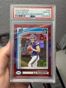2024 DONRUSS OPTIC PREVIEW RED PANDORA #303 JJ MCCARTHY RC PSA 10