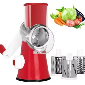 3in1 Vegetable Slicer Multifunctional Rotary Handheld Grater with 3 Sharp Rollers - Kitchen Tool for Vegetable Slicing and Cheese Shredding - Utensils