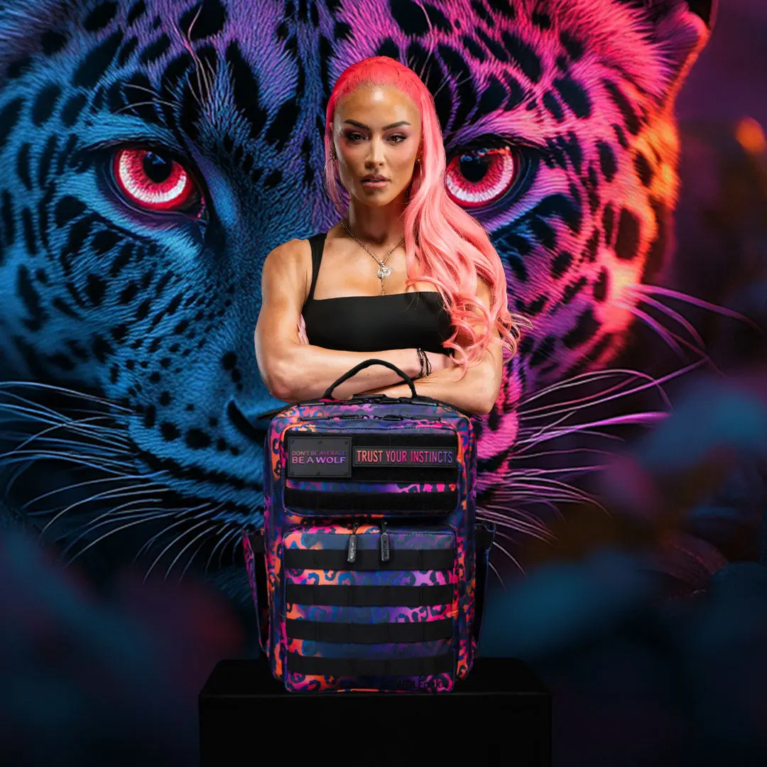 15L Casual Travel Backpack, Durable Stylish Trendy Neon Leopard Print Daypack for Travel Use