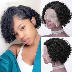 Lumiere Pixie Cut Curly Short Bob 13x1 T Part Lace Side Part Human Hair Wigs for Black Women Pre Plucked Natural Hairline