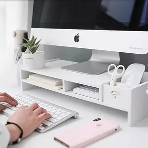Office Storage Rack with Drawers, Multifunctional Desktop Monitor Stand, Simple Computer Elevation Shelf for Desktop