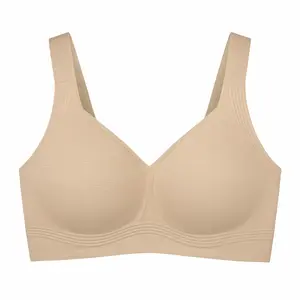 Women's Wireless Push-Up Bra - No Underwire Full Coverage Seamless Plus Size Bra, 4-Layer 360° Jelly Strip Support, Invisible Cross Straps U-Back, Buttery Smooth Everyday Wear Bra for Older Women